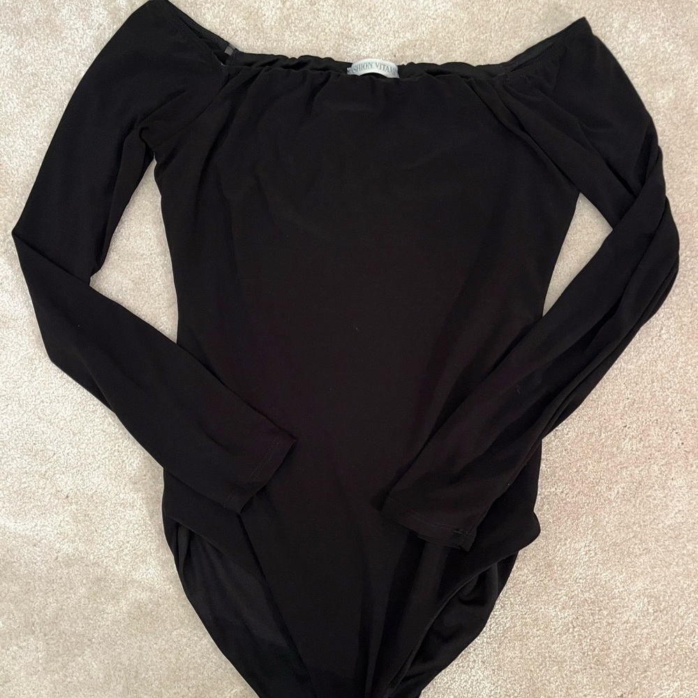 Black off the shoulder bodysuit